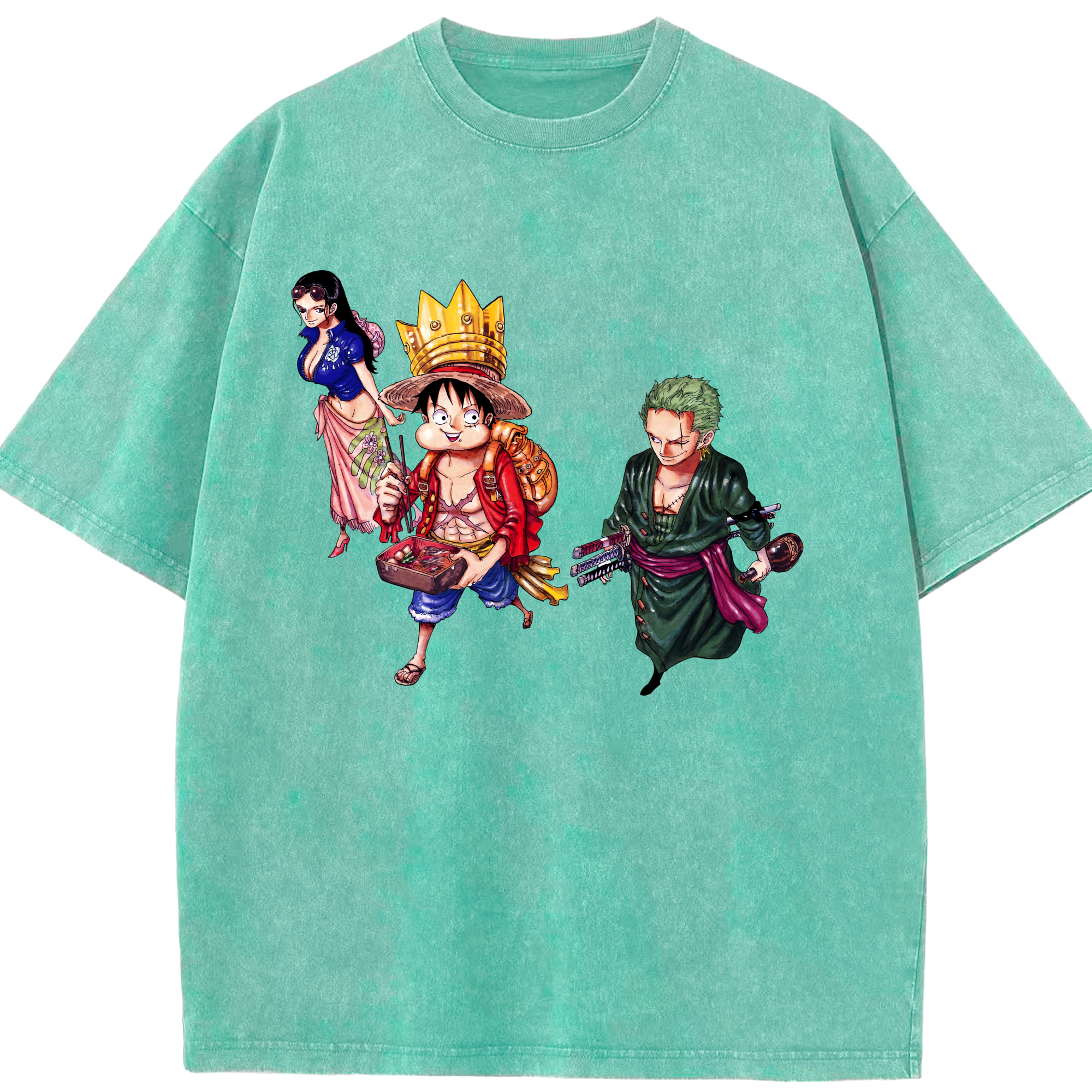 ワンピース モンキー・D・ルフィ ONE PIECE Monkey D. Luffy 綿100% ヴィンテージ風 半袖Tシャツ（フロントプリント）